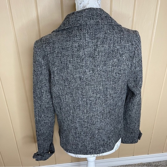 Kensie Pleated Hem Wool Blend Military Jacket Soft Gray Black XL - Picture 2 of 3